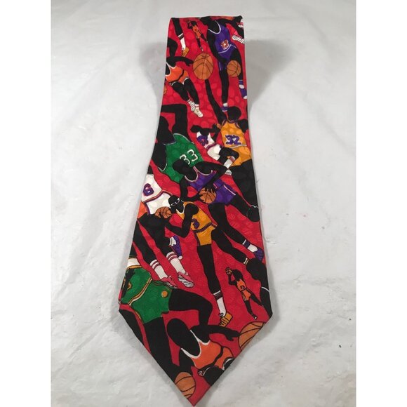 Nicole Miller Multi Color Silk Men Playing Basketball Tie - Picture 4 of 4